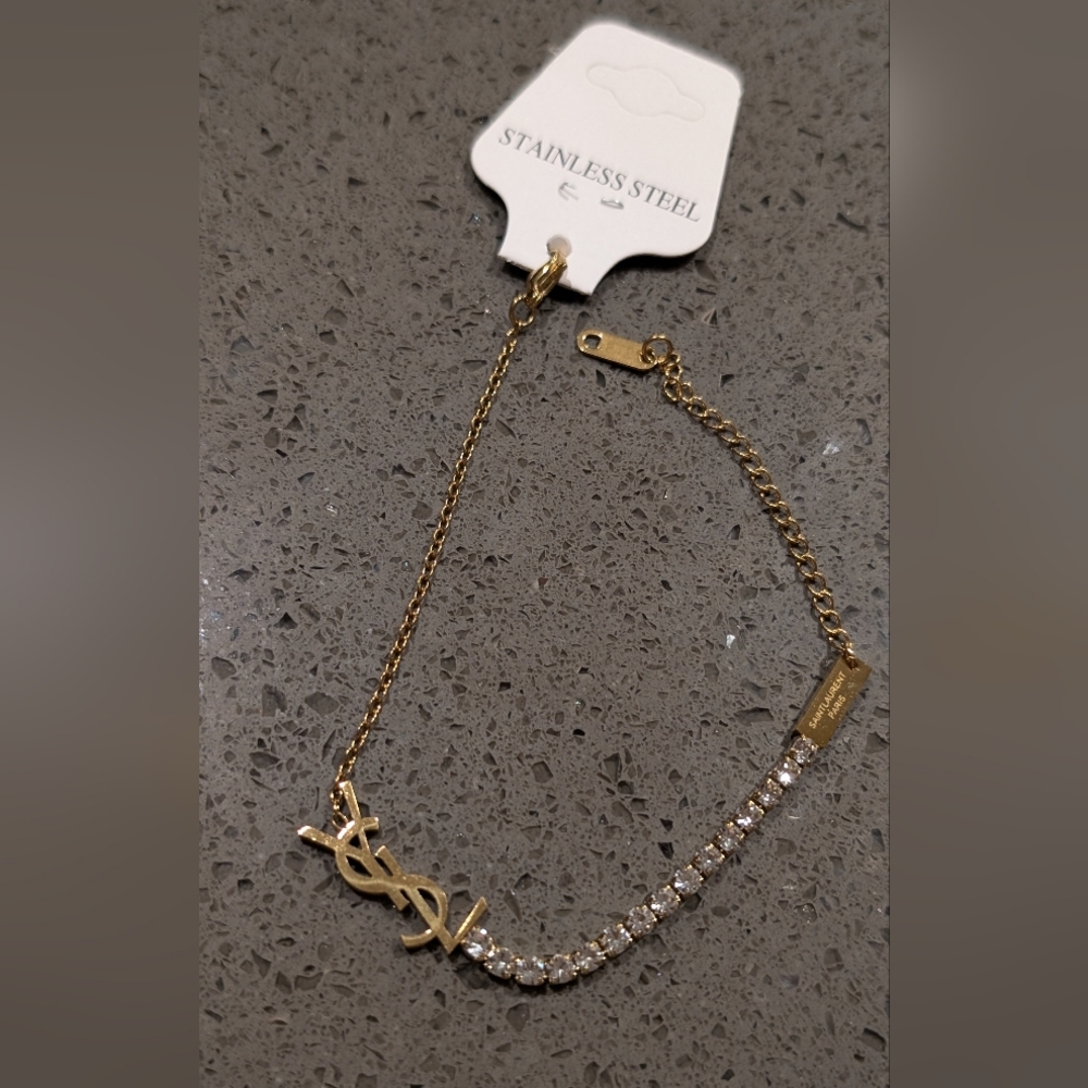 Gold Stainless Steel Yves Saint Laurent Women's Bracelet - Picture 4 of 12
